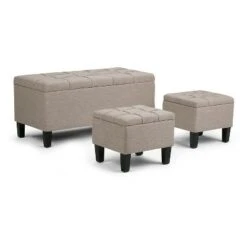 3pc 44" Lancaster Storage Ottoman - Wyndenhall Linen Look Fabric Slate Gray -Ottomans Official Shop unnamed file 8426