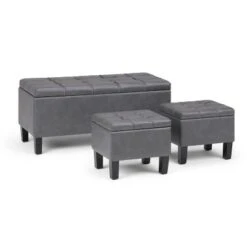 3pc 44" Lancaster Storage Ottoman - Wyndenhall Linen Look Fabric Slate Gray -Ottomans Official Shop unnamed file 8427