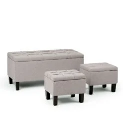 3pc 44" Lancaster Storage Ottoman - Wyndenhall Linen Look Fabric Slate Gray -Ottomans Official Shop unnamed file 8428