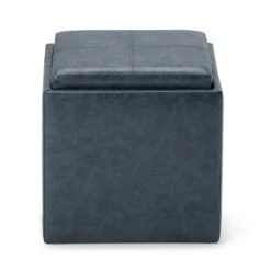 17" Townsend Cube Storage Ottoman with Tray - WyndenHall Distressed Slate Gray -Ottomans Official Shop unnamed file 8449