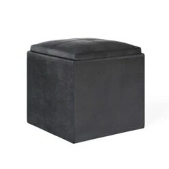 17" Townsend Cube Storage Ottoman with Tray - WyndenHall Distressed Slate Gray -Ottomans Official Shop unnamed file 8457