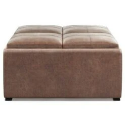 35" Franklin Square Coffee Table Storage Ottoman Linen Look Fabric - Wyndenhall Distressed Umber Brown -Ottomans Official Shop unnamed file 8494