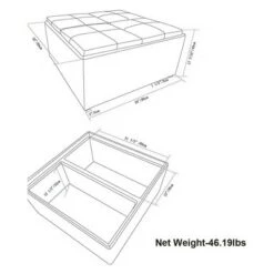 35" Franklin Square Coffee Table Storage Ottoman Linen Look Fabric - Wyndenhall Distressed Umber Brown -Ottomans Official Shop unnamed file 8495