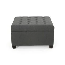 Isabella Contemporary Tufted Fabric Storage Ottoman - Christopher Knight Home Navy Blue/dark Brown -Ottomans Official Shop unnamed file 8499