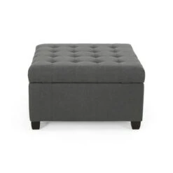 Isabella Contemporary Tufted Fabric Storage Ottoman - Christopher Knight Home Navy Blue/dark Brown -Ottomans Official Shop unnamed file 8500