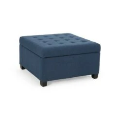 Isabella Contemporary Tufted Fabric Storage Ottoman - Christopher Knight Home Navy Blue/dark Brown -Ottomans Official Shop unnamed file 8507