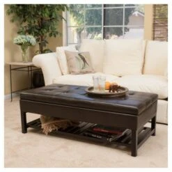 Miriam Wood Rectangle Storage Ottoman Bench with Bottom Rack - Espresso - Christopher Knight Home