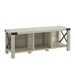 Sophie Rustic Farmhouse X Frame Entry Bench with 3 Cubbies - Saracina Home Rustic Oak -Ottomans Official Shop unnamed file 860