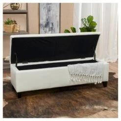 Lucinda Faux Leather Storage Ottoman Bench - Christopher Knight Home Teal