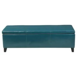 Lucinda Faux Leather Storage Ottoman Bench - Christopher Knight Home Teal -Ottomans Official Shop unnamed file 8614