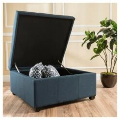 Carlsbad Storage Ottoman - Christopher Knight Home Dark Blue