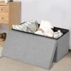 Costway 30'' Folding Storage Ottoman W/Lift Top Bed End Bench 80L Capacity Light GreyDark Grey -Ottomans Official Shop unnamed file 8664