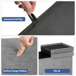 Costway 30'' Folding Storage Ottoman W/Lift Top Bed End Bench 80L Capacity Light GreyDark Grey -Ottomans Official Shop unnamed file 8669