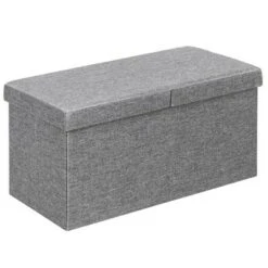 Costway 30'' Folding Storage Ottoman W/Lift Top Bed End Bench 80L Capacity Light GreyDark Grey -Ottomans Official Shop unnamed file 8673