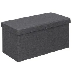 Costway 30'' Folding Storage Ottoman W/Lift Top Bed End Bench 80L Capacity Light GreyDark Grey -Ottomans Official Shop unnamed file 8674