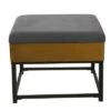 Wood and Metal Upholstered Storage Ottoman - HomePop Gray -Ottomans Official Shop unnamed file 8691