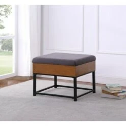 Wood and Metal Upholstered Storage Ottoman - HomePop Gray 20 Wood and Metal Upholstered Storage Ottoman - HomePop Gray -Ottomans Official Shop unnamed file 8695