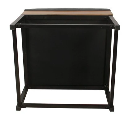 Wood and Metal Upholstered Storage Ottoman - HomePop Gray 12 Wood and Metal Upholstered Storage Ottoman - HomePop Gray - Image 10