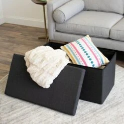 Heathered Storage Ottoman with Reversible Tray Cover Charcoal Gray - Humble Crew -Ottomans Official Shop unnamed file 8734