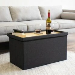 Heathered Storage Ottoman with Reversible Tray Cover Charcoal Gray - Humble Crew -Ottomans Official Shop unnamed file 8736