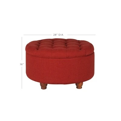 Tufted Round Cocktail Storage Ottoman Red - HomePop 3 Tufted Round Cocktail Storage Ottoman Red - HomePop