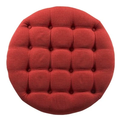 Tufted Round Cocktail Storage Ottoman Red - HomePop 8 Tufted Round Cocktail Storage Ottoman Red - HomePop - Image 6