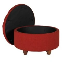 Tufted Round Cocktail Storage Ottoman Red - HomePop 17 Tufted Round Cocktail Storage Ottoman Red - HomePop -Ottomans Official Shop unnamed file 8754