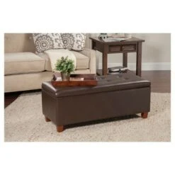 Large Faux Leather Storage Bench Chocolate Brown - HomePop -Ottomans Official Shop unnamed file 8766