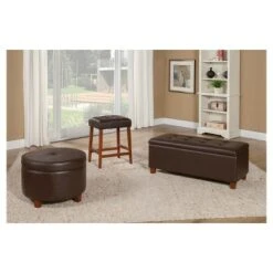 Large Faux Leather Storage Bench Chocolate Brown - HomePop -Ottomans Official Shop unnamed file 8767