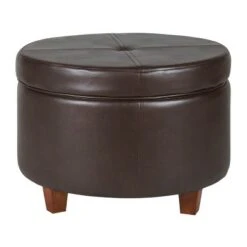 Large Faux Leather Storage Bench Chocolate Brown - HomePop -Ottomans Official Shop unnamed file 8769