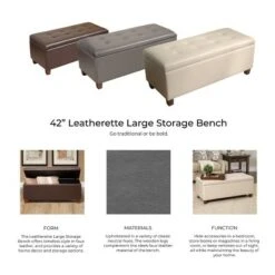 Large Faux Leather Storage Bench Chocolate Brown - HomePop -Ottomans Official Shop unnamed file 8775