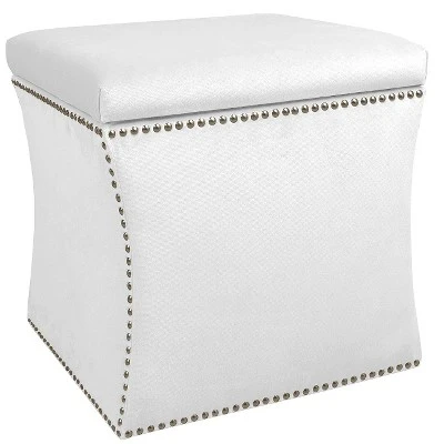 Nail Button Storage Ottoman - Skyline Furniture Velvet White 12 Nail Button Storage Ottoman - Skyline Furniture Velvet White - Image 10
