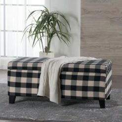Breanna Storage Ottoman - Black Checkerboard - Christopher Knight Home