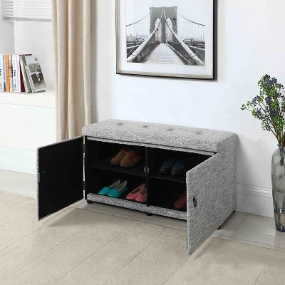18" Shoe Storage Ottoman - Ore International Slate Blue 5 18" Shoe Storage Ottoman - Ore International Slate Blue - Image 3