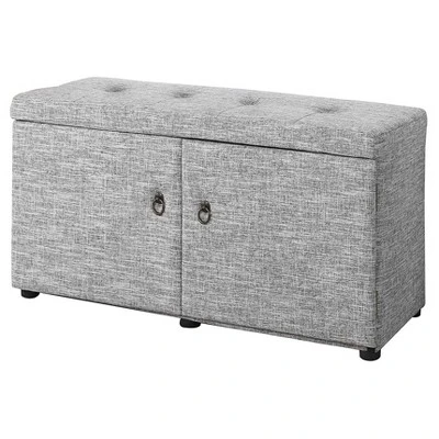 18" Shoe Storage Ottoman - Ore International Slate Blue 6 18" Shoe Storage Ottoman - Ore International Slate Blue - Image 4