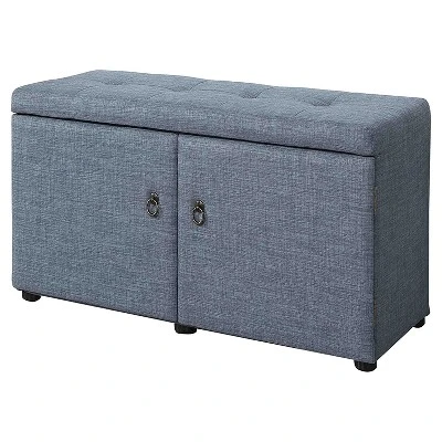18" Shoe Storage Ottoman - Ore International Slate Blue 7 18" Shoe Storage Ottoman - Ore International Slate Blue - Image 5