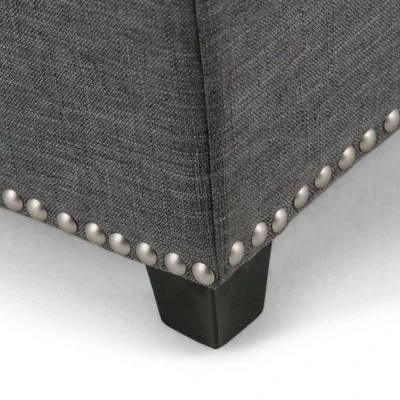 48" Large Stanford Storage Ottoman Linen Look Fabric - WyndenHall Slate Gray Linen Look Fabric 6 48" Large Stanford Storage Ottoman Linen Look Fabric - WyndenHall Slate Gray Linen Look Fabric - Image 4