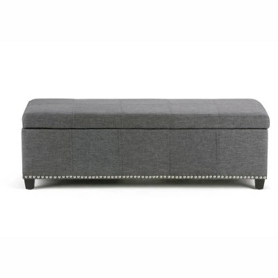 48" Large Stanford Storage Ottoman Linen Look Fabric - WyndenHall Slate Gray Linen Look Fabric 7 48" Large Stanford Storage Ottoman Linen Look Fabric - WyndenHall Slate Gray Linen Look Fabric - Image 5
