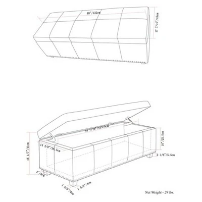 48" Large Stanford Storage Ottoman Linen Look Fabric - WyndenHall Slate Gray Linen Look Fabric 8 48" Large Stanford Storage Ottoman Linen Look Fabric - WyndenHall Slate Gray Linen Look Fabric - Image 6