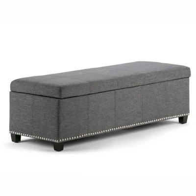 48" Large Stanford Storage Ottoman Linen Look Fabric - WyndenHall Slate Gray Linen Look Fabric 9 48" Large Stanford Storage Ottoman Linen Look Fabric - WyndenHall Slate Gray Linen Look Fabric - Image 7