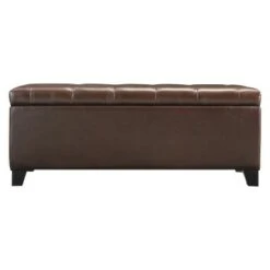 Tufted Wall Hugger Bench Storage Ottoman - Handy Living Brown -Ottomans Official Shop unnamed file 8891
