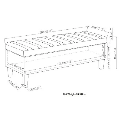 48" Garret Storage Ottoman Linen Look Fabric - Wyndenhall Gray 7 48" Garret Storage Ottoman Linen Look Fabric - Wyndenhall Gray - Image 5