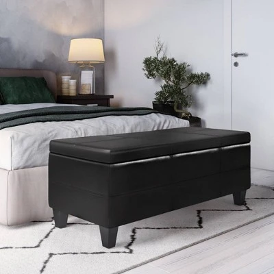 Halsey Storage Ottoman Bench - WyndenHall Midnight Black 3 Halsey Storage Ottoman Bench - WyndenHall Midnight Black
