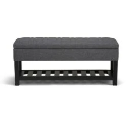 43" Ashton Storage Ottoman Bench - WyndenHall Slate Gray Linen Look Fabric -Ottomans Official Shop unnamed file 8939
