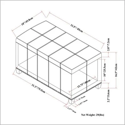 34" Megan Storage Ottoman Bench - Wyndenhall Gray Linen Look Fabric 9 34" Megan Storage Ottoman Bench - Wyndenhall Gray Linen Look Fabric - Image 7