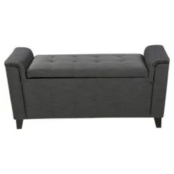 Alden Armed Storage Bench - Teal - Christopher Knight Home Gray