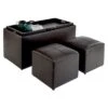 Sheridan Storage Bench w/2 Side Ottomans Espresso - Breighton Home