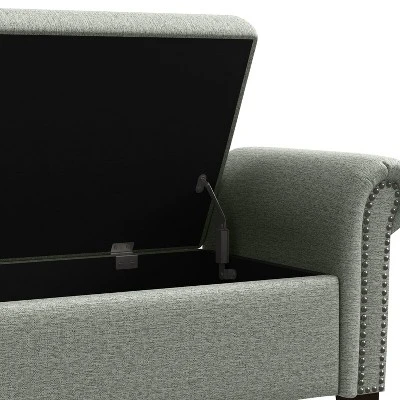 Rolled Arm Bench Storage Ottoman - Handy Living Granite Gray 5 Rolled Arm Bench Storage Ottoman - Handy Living Granite Gray - Image 3