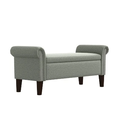 Rolled Arm Bench Storage Ottoman - Handy Living Granite Gray 6 Rolled Arm Bench Storage Ottoman - Handy Living Granite Gray - Image 4