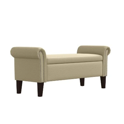 Rolled Arm Bench Storage Ottoman - Handy Living Granite Gray 8 Rolled Arm Bench Storage Ottoman - Handy Living Granite Gray - Image 6